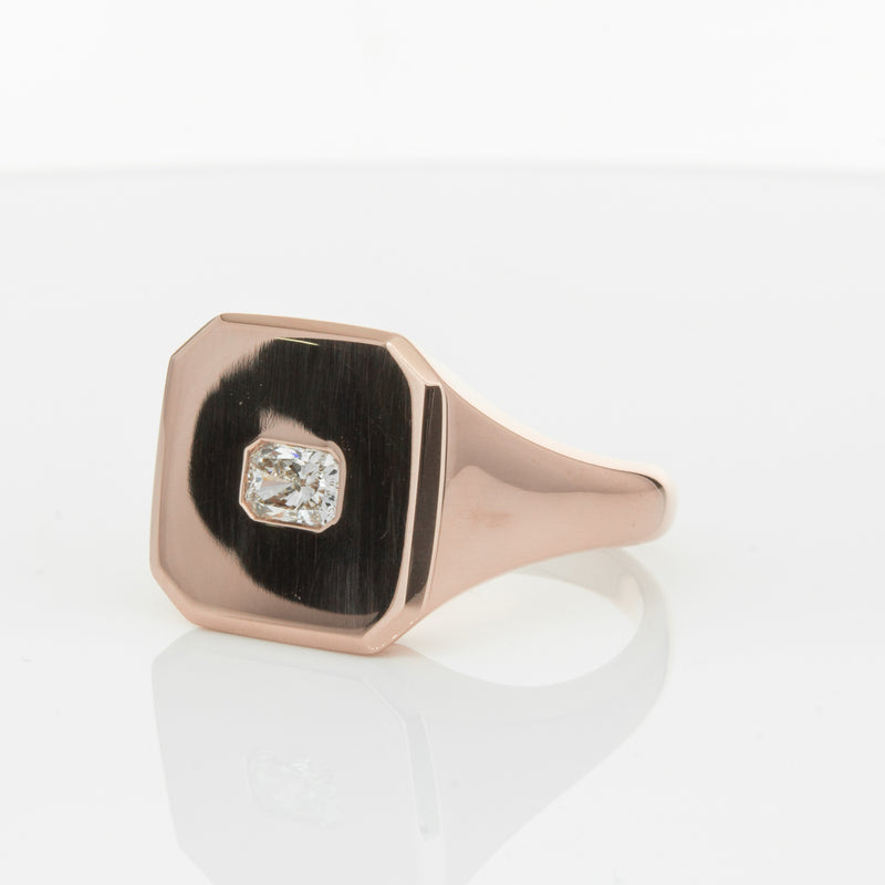 14ct Rose Gold Diamond Mens Signet Ring-Ring-Walker & Hall