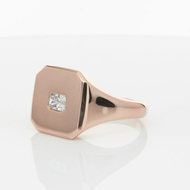 14ct Rose Gold Diamond Mens Signet Ring-Ring-Walker & Hall