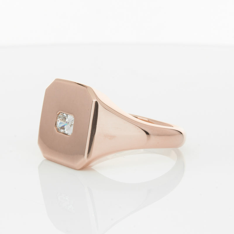 14ct Rose Gold Diamond Mens Signet Ring-Ring-Walker & Hall