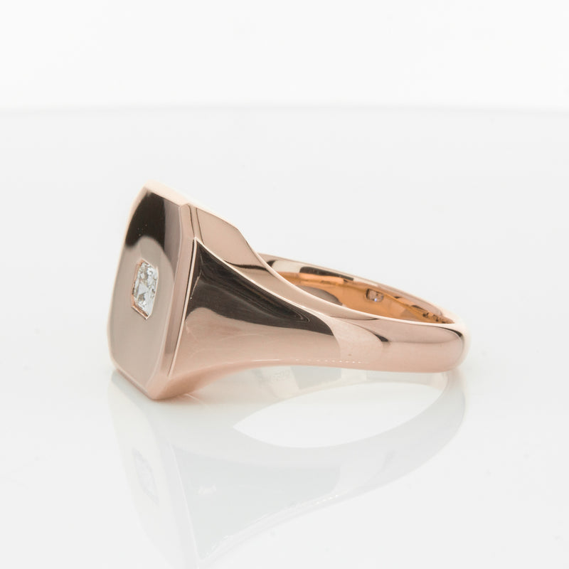 14ct Rose Gold Diamond Mens Signet Ring-Ring-Walker & Hall