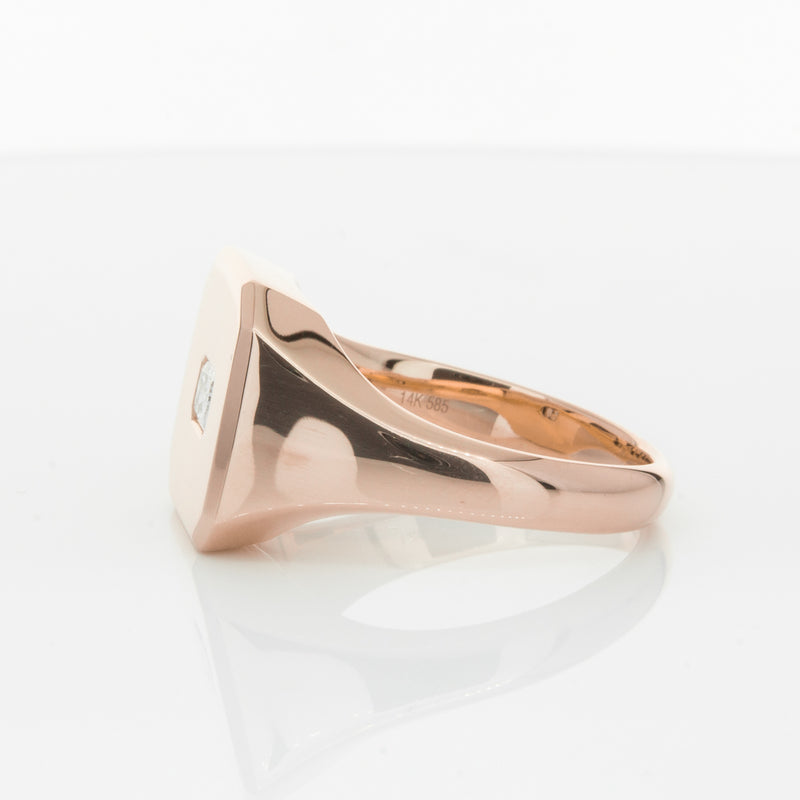 14ct Rose Gold Diamond Mens Signet Ring-Ring-Walker & Hall