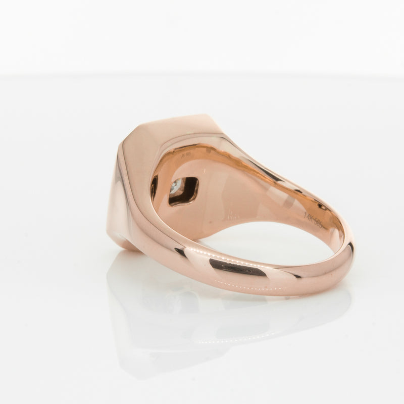 14ct Rose Gold Diamond Mens Signet Ring-Ring-Walker & Hall