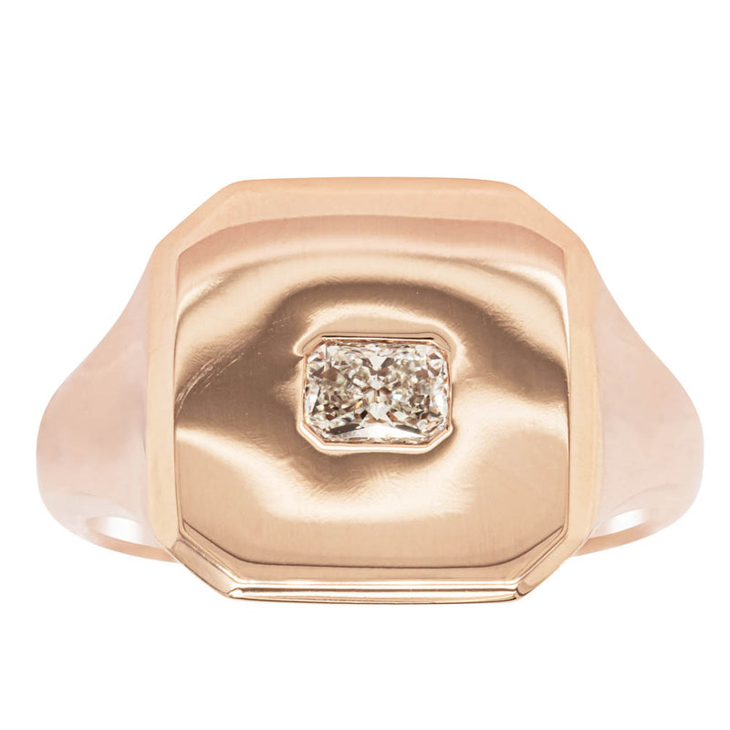 14ct Rose Gold Diamond Mens Signet Ring-Ring-Walker & Hall