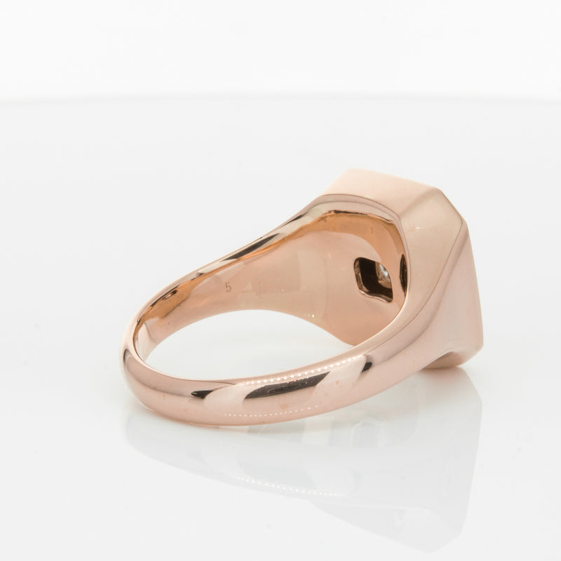 14ct Rose Gold Diamond Mens Signet Ring-Ring-Walker & Hall
