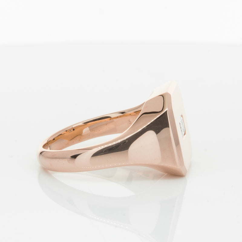 14ct Rose Gold Diamond Mens Signet Ring-Ring-Walker & Hall