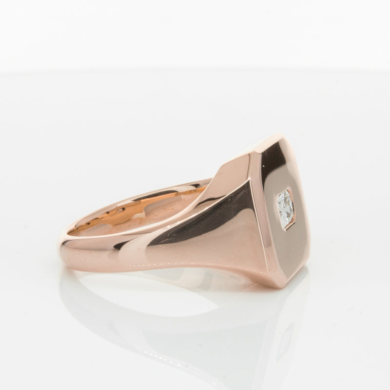 14ct Rose Gold Diamond Mens Signet Ring-Ring-Walker & Hall