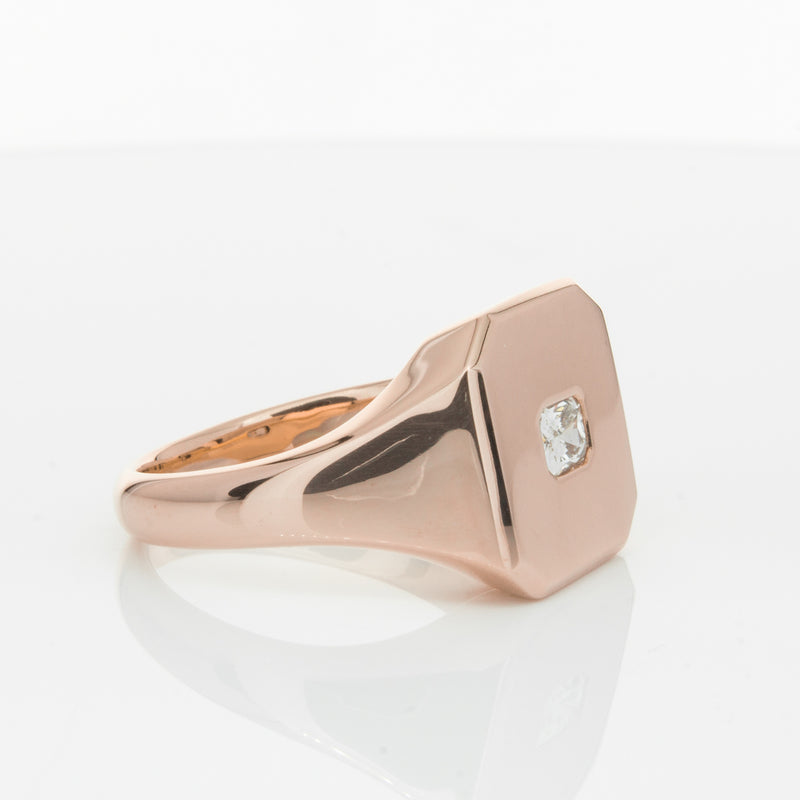 14ct Rose Gold Diamond Mens Signet Ring-Ring-Walker & Hall