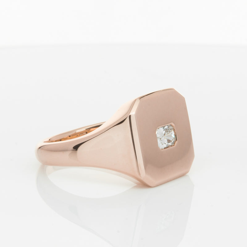14ct Rose Gold Diamond Mens Signet Ring-Ring-Walker & Hall