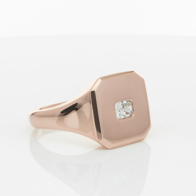 14ct Rose Gold Diamond Mens Signet Ring-Ring-Walker & Hall