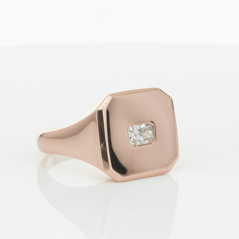 14ct Rose Gold Diamond Mens Signet Ring-Ring-Walker & Hall