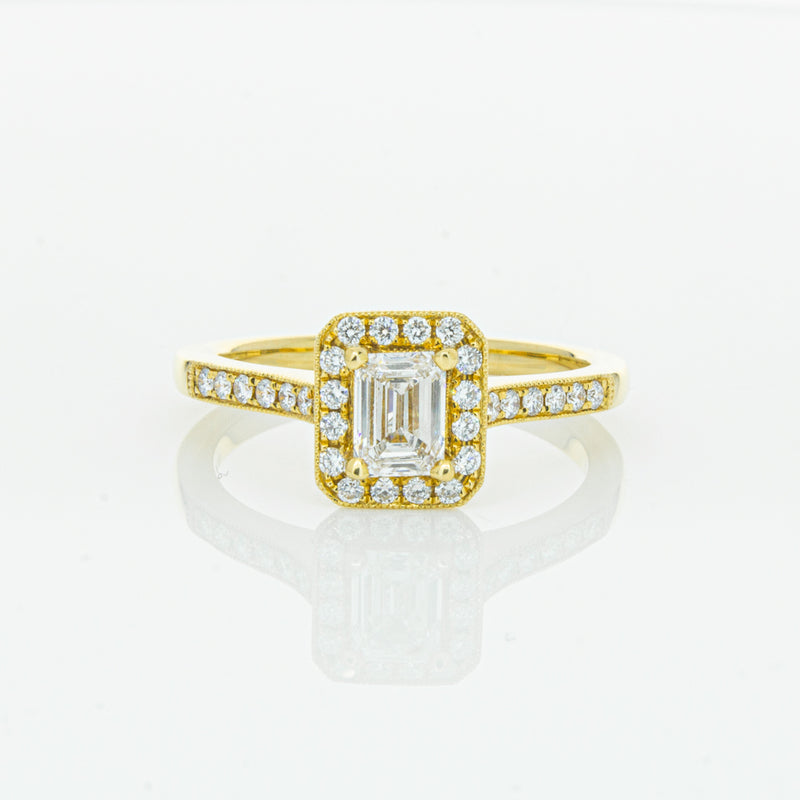 18ct Yellow Gold .50ct Emerald Cut Diamond Aria Ring-Ring-Walker & Hall