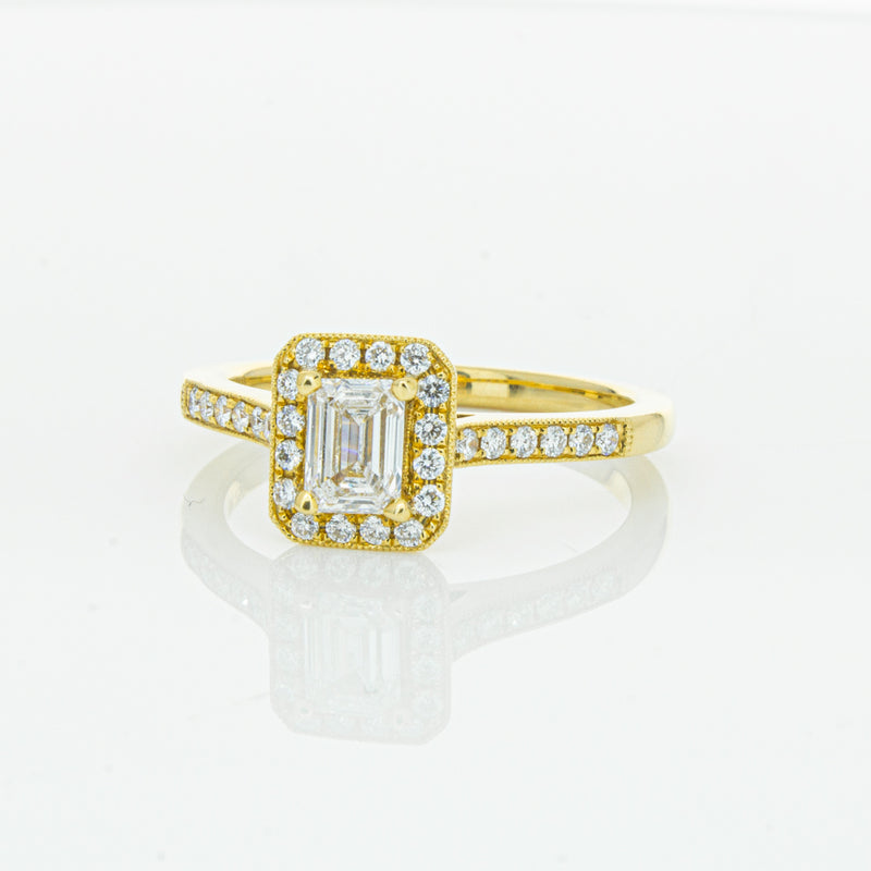 18ct Yellow Gold .50ct Emerald Cut Diamond Aria Ring-Ring-Walker & Hall