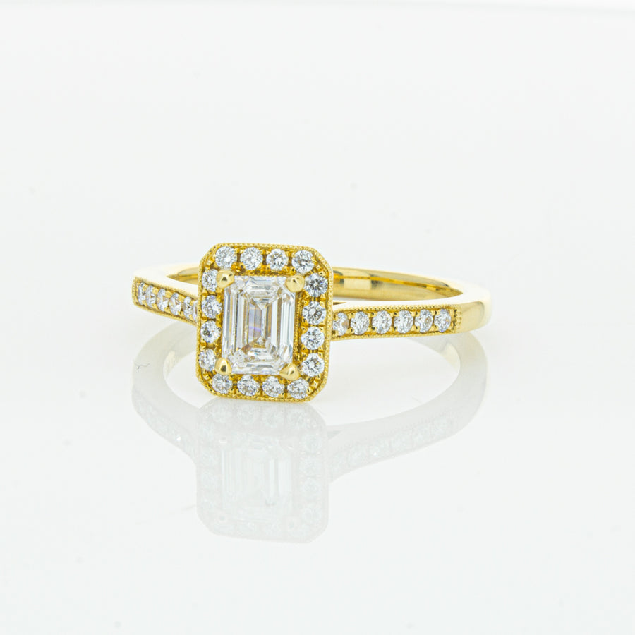 18ct Yellow Gold .50ct Emerald Cut Diamond Aria Ring-Ring-Walker & Hall
