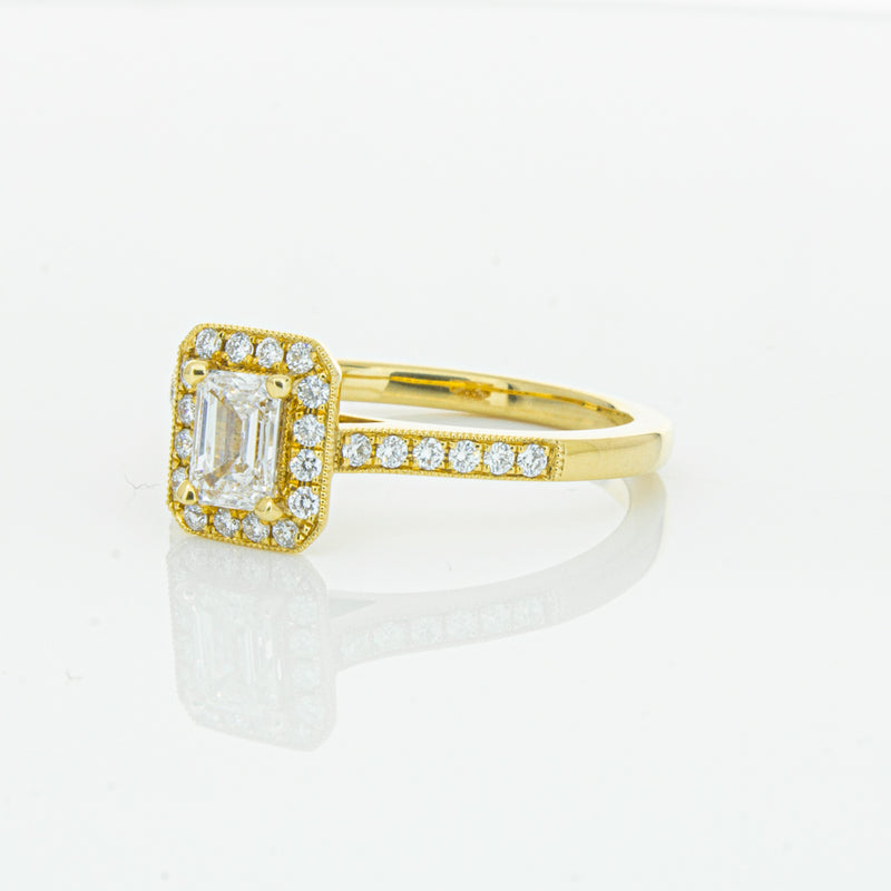 18ct Yellow Gold .50ct Emerald Cut Diamond Aria Ring-Ring-Walker & Hall