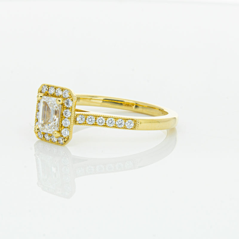 18ct Yellow Gold .50ct Emerald Cut Diamond Aria Ring-Ring-Walker & Hall