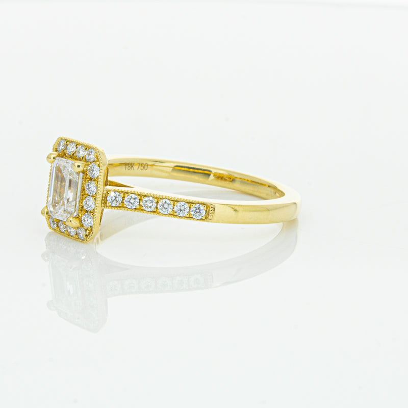 18ct Yellow Gold .50ct Emerald Cut Diamond Aria Ring-Ring-Walker & Hall