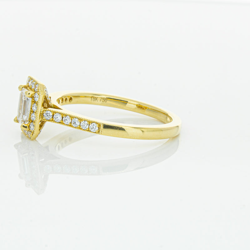 18ct Yellow Gold .50ct Emerald Cut Diamond Aria Ring-Ring-Walker & Hall