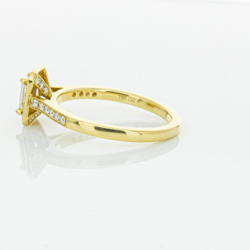 18ct Yellow Gold .50ct Emerald Cut Diamond Aria Ring-Ring-Walker & Hall