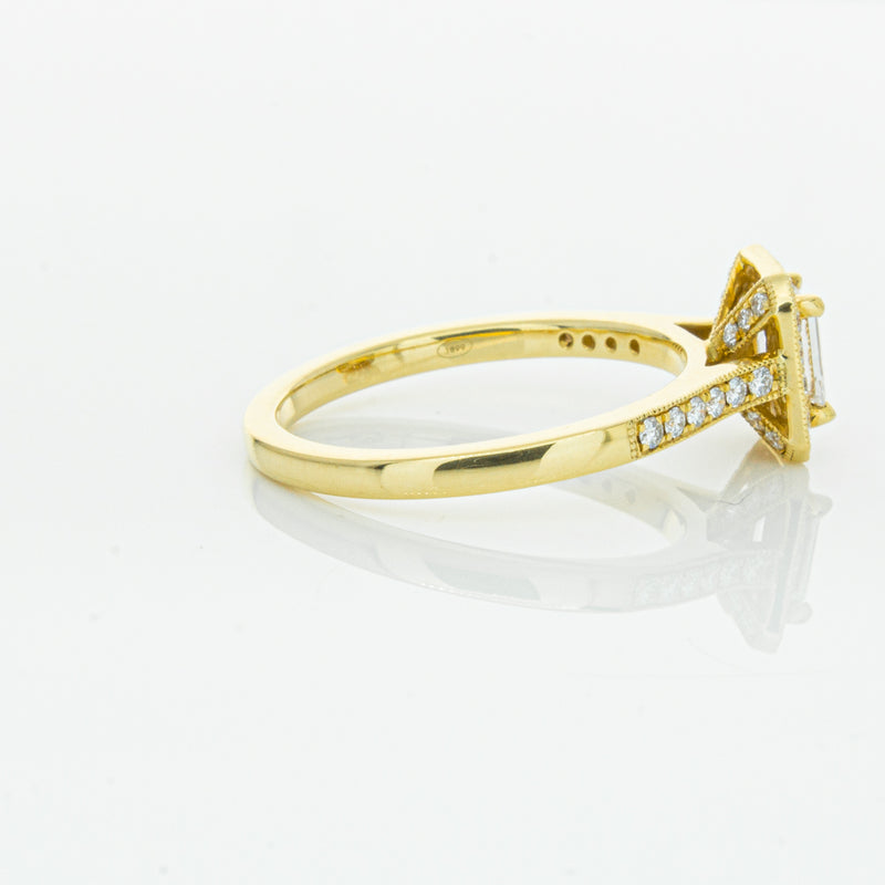 18ct Yellow Gold .50ct Emerald Cut Diamond Aria Ring-Ring-Walker & Hall