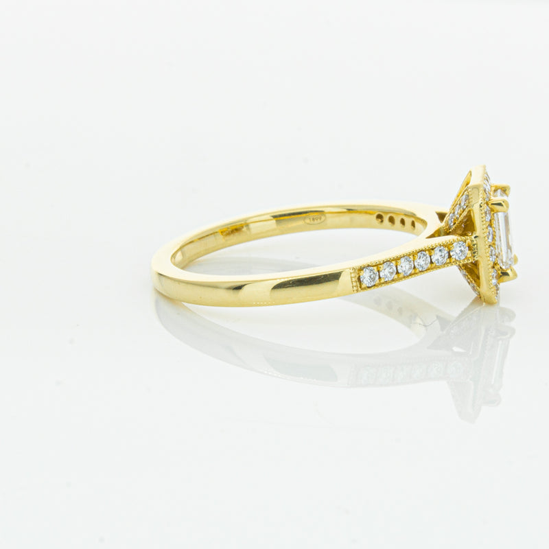 18ct Yellow Gold .50ct Emerald Cut Diamond Aria Ring-Ring-Walker & Hall