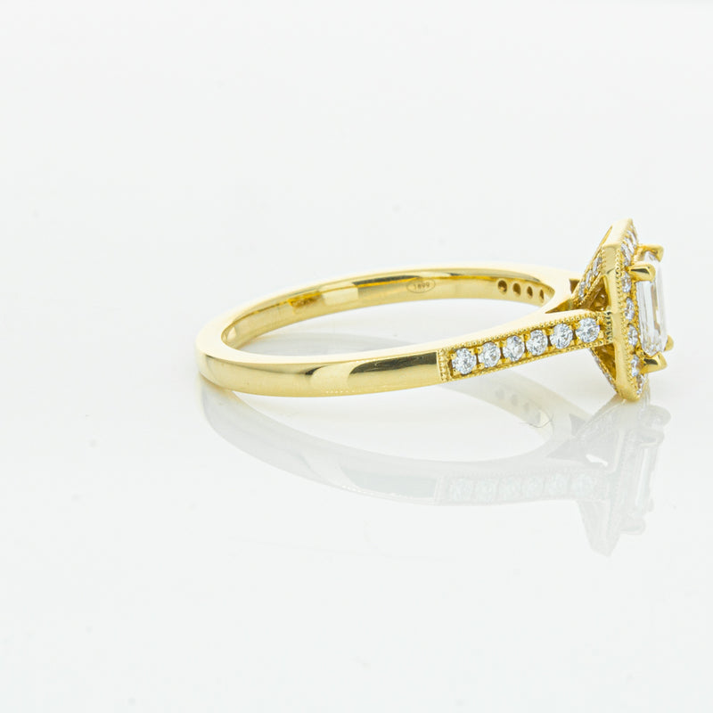 18ct Yellow Gold .50ct Emerald Cut Diamond Aria Ring-Ring-Walker & Hall