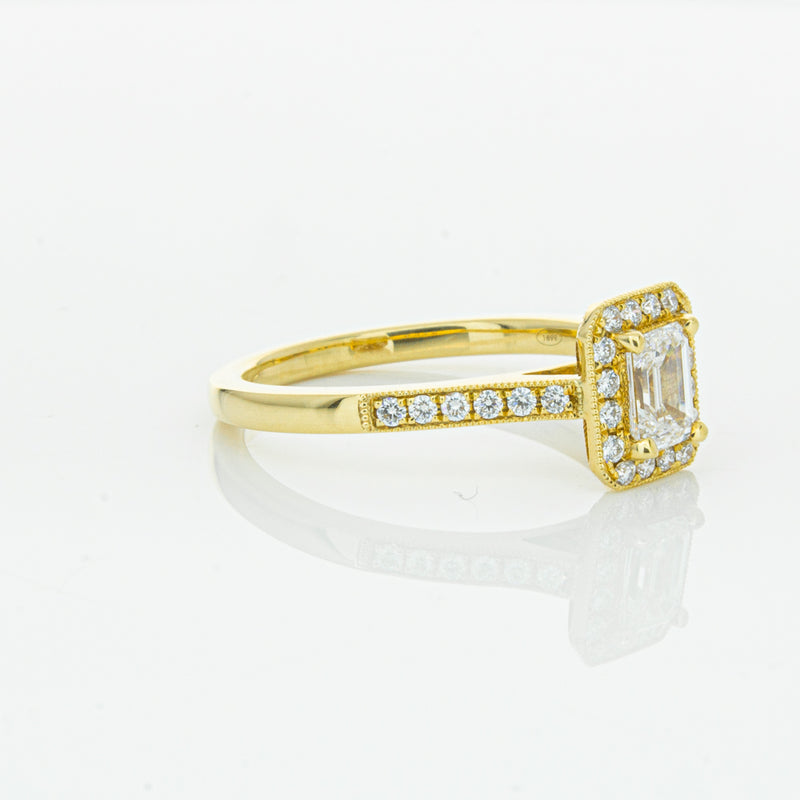 18ct Yellow Gold .50ct Emerald Cut Diamond Aria Ring-Ring-Walker & Hall