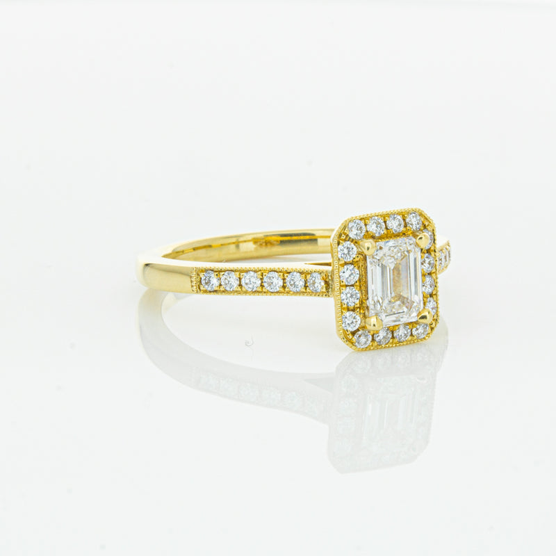 18ct Yellow Gold .50ct Emerald Cut Diamond Aria Ring-Ring-Walker & Hall