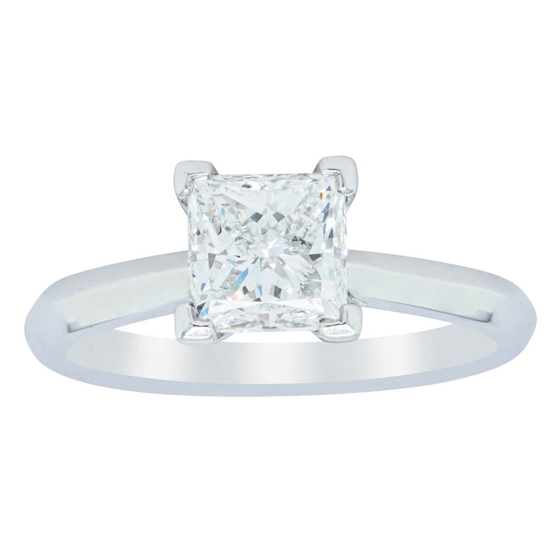 18ct White Gold 1.51ct Princess Cut Diamond Venetian Ring-Ring-Walker & Hall