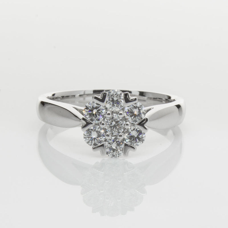 18ct White Gold .75ct Diamond Lotus Ring-Ring-Walker & Hall