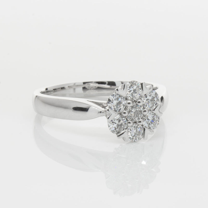 18ct White Gold .75ct Diamond Lotus Ring-Ring-Walker & Hall