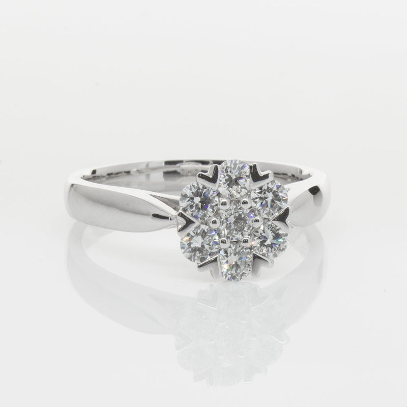 18ct White Gold .75ct Diamond Lotus Ring-Ring-Walker & Hall