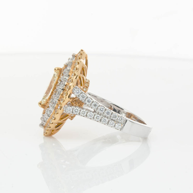 18ct White & Yellow Gold Marquise Cut Diamond Halo Ring-Ring-Walker & Hall