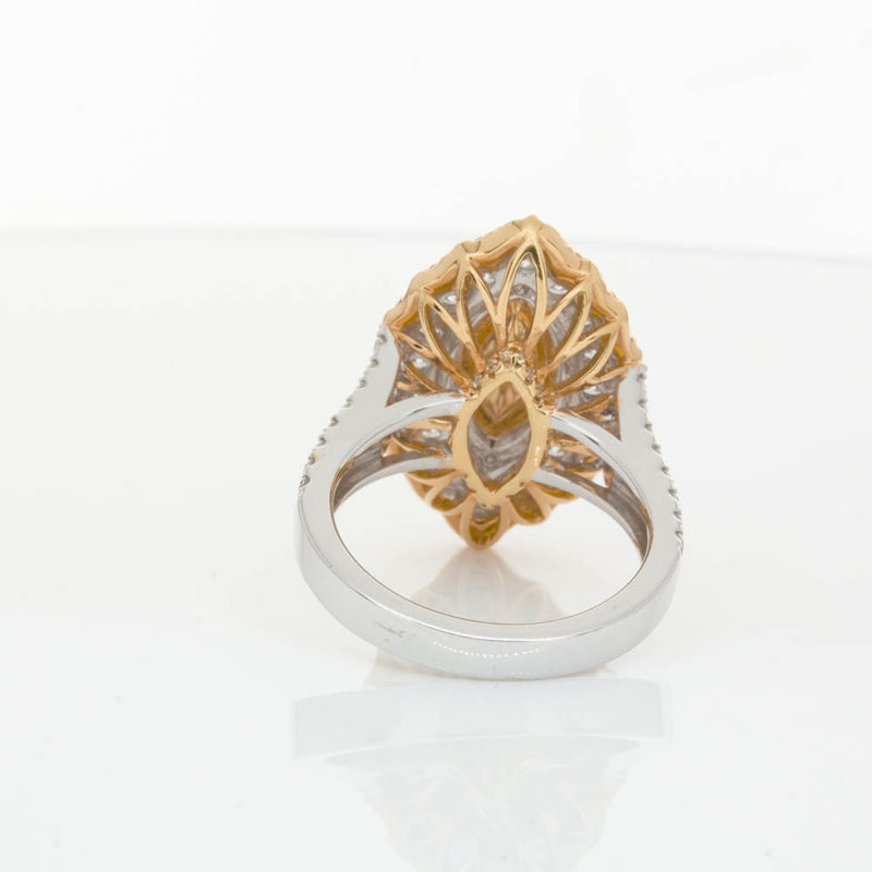 18ct White & Yellow Gold Marquise Cut Diamond Halo Ring-Ring-Walker & Hall