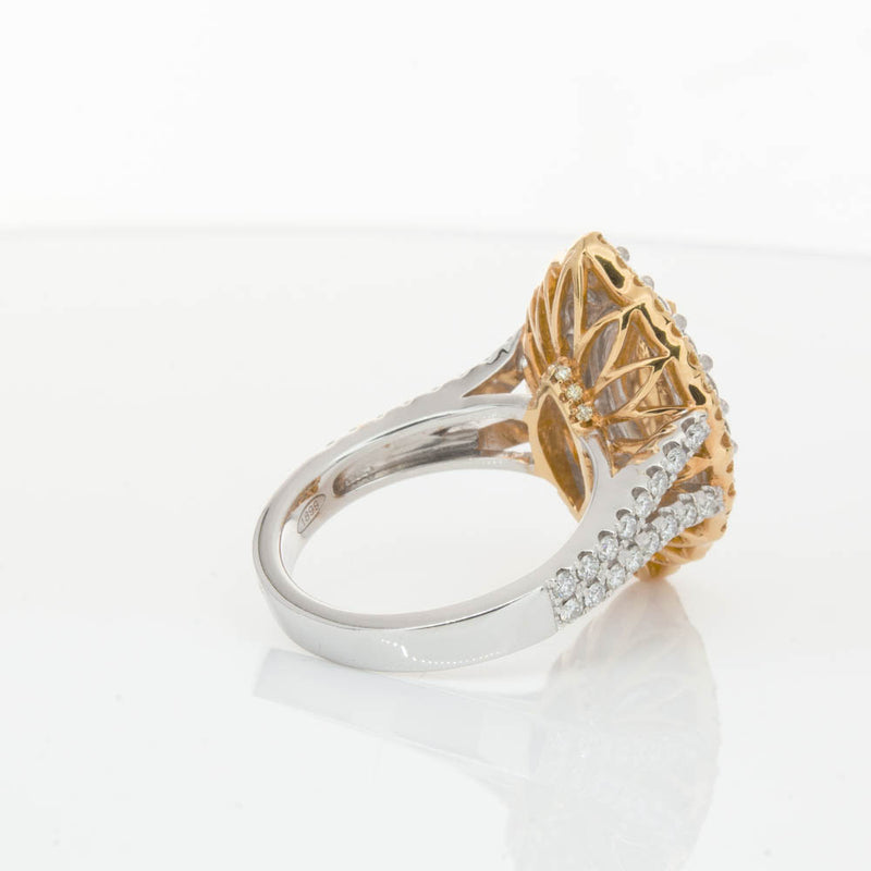 18ct White & Yellow Gold Marquise Cut Diamond Halo Ring-Ring-Walker & Hall