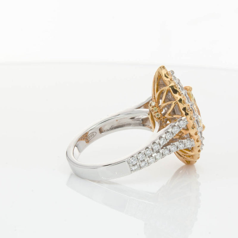 18ct White & Yellow Gold Marquise Cut Diamond Halo Ring-Ring-Walker & Hall