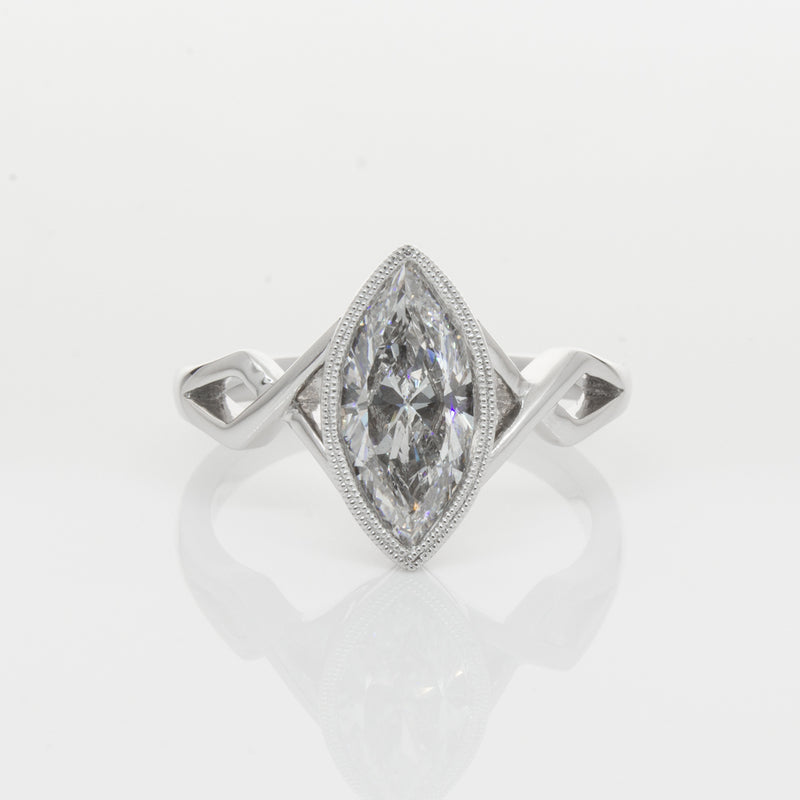 18ct White Gold Marquise Diamond Ring-Ring-Walker & Hall