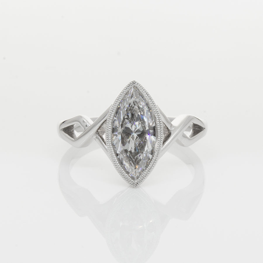 18ct White Gold Marquise Diamond Ring-Ring-Walker & Hall