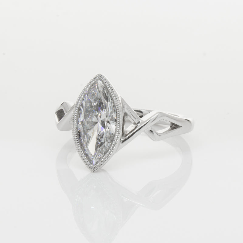 18ct White Gold Marquise Diamond Ring-Ring-Walker & Hall