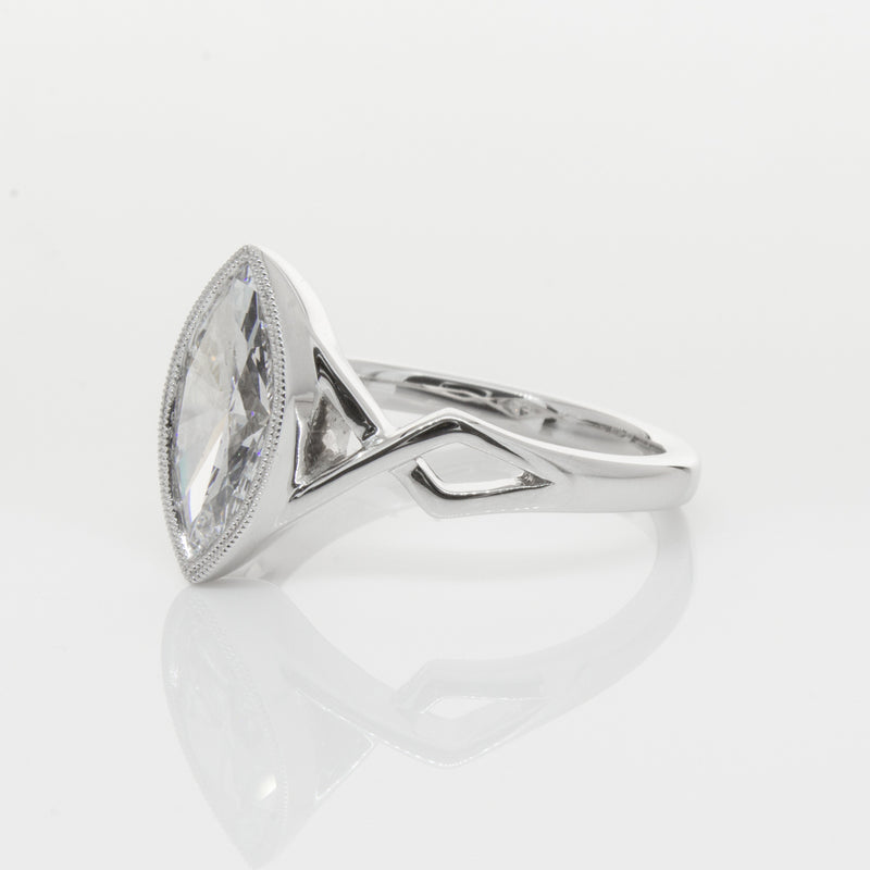 18ct White Gold Marquise Diamond Ring-Ring-Walker & Hall