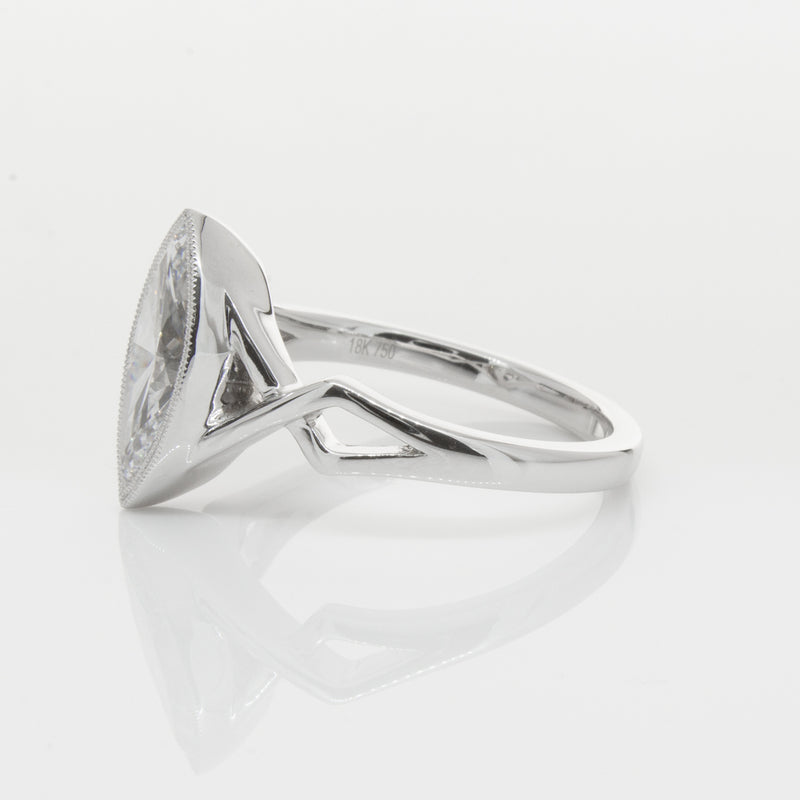 18ct White Gold Marquise Diamond Ring-Ring-Walker & Hall