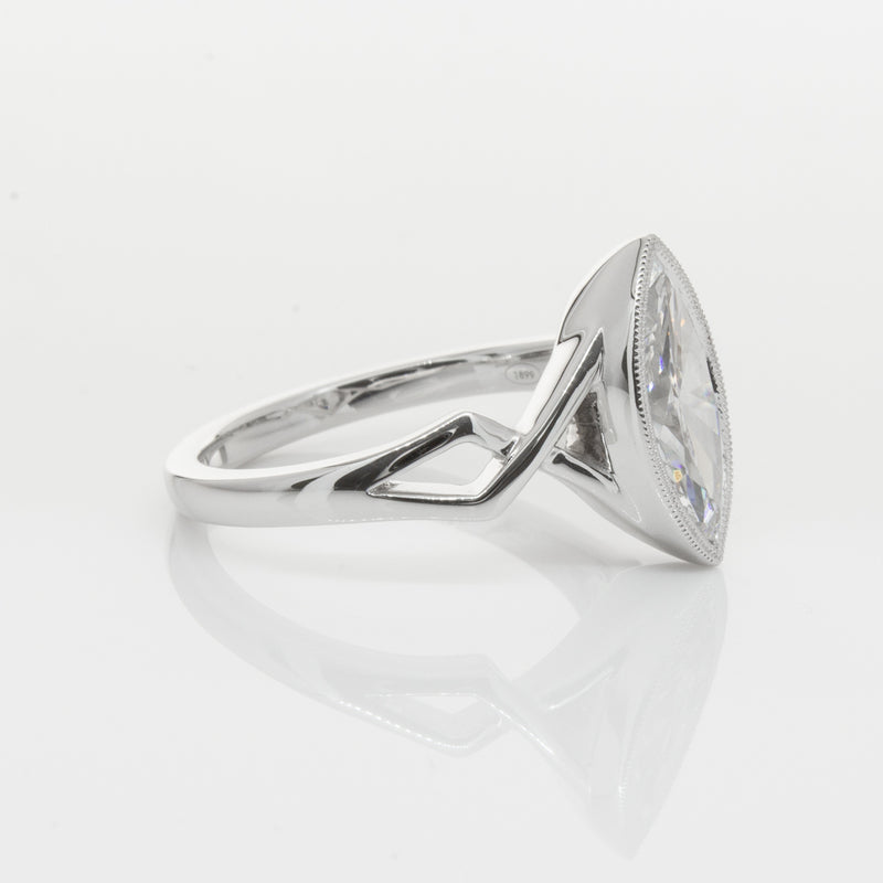 18ct White Gold Marquise Diamond Ring-Ring-Walker & Hall