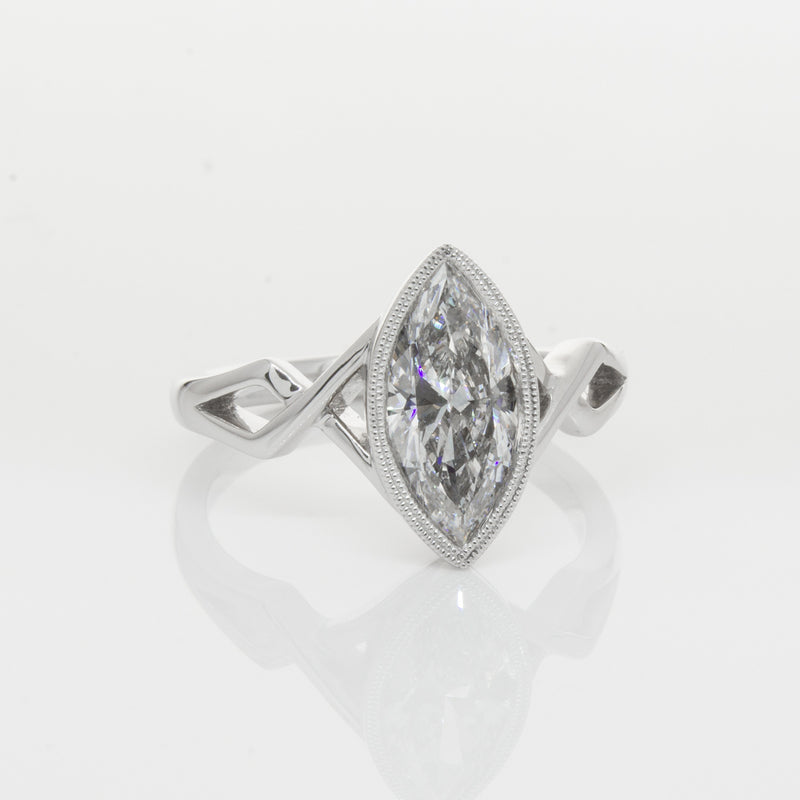 18ct White Gold Marquise Diamond Ring-Ring-Walker & Hall