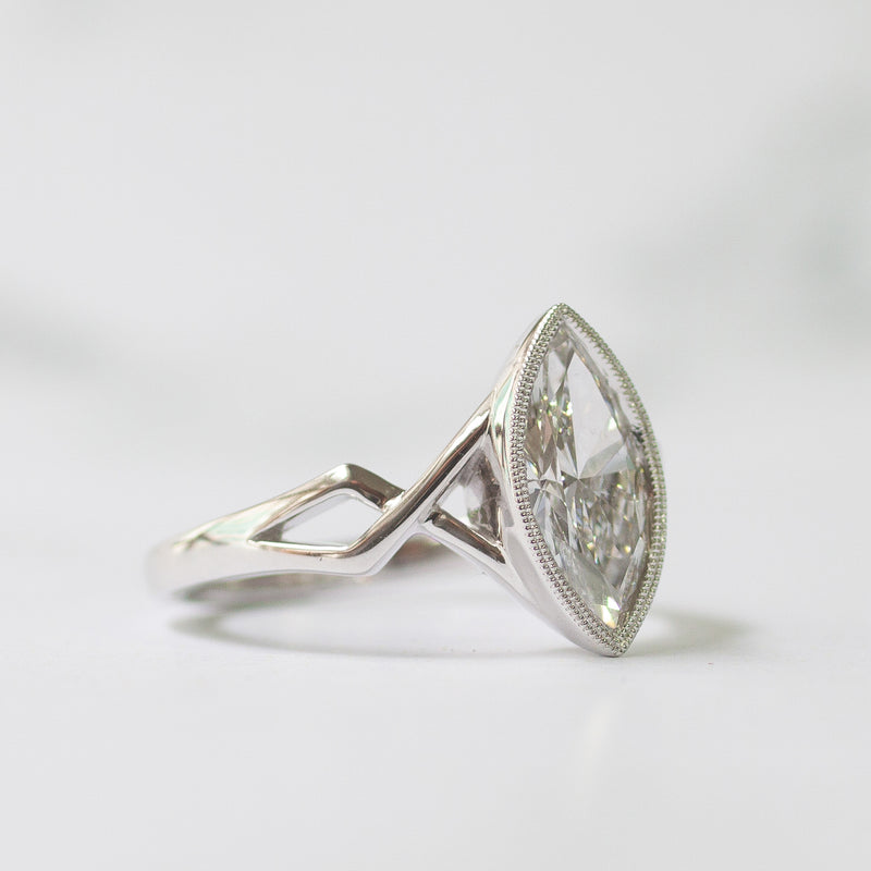 18ct White Gold Marquise Diamond Ring-Ring-Walker & Hall