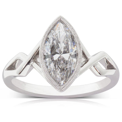 18ct White Gold Marquise Diamond Ring-Ring-Walker & Hall