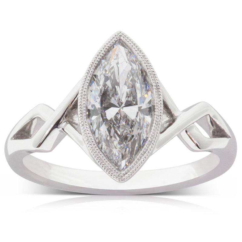 18ct White Gold Marquise Diamond Ring-Ring-Walker & Hall