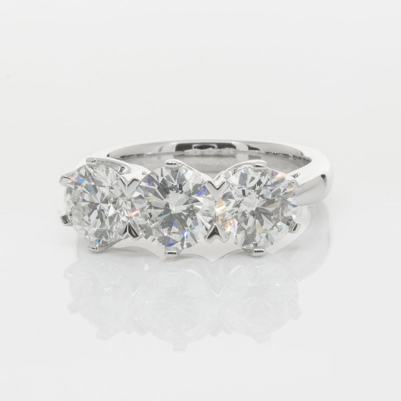 18ct White Gold 3.00ct Diamond Trilogy Ring-Ring-Walker & Hall