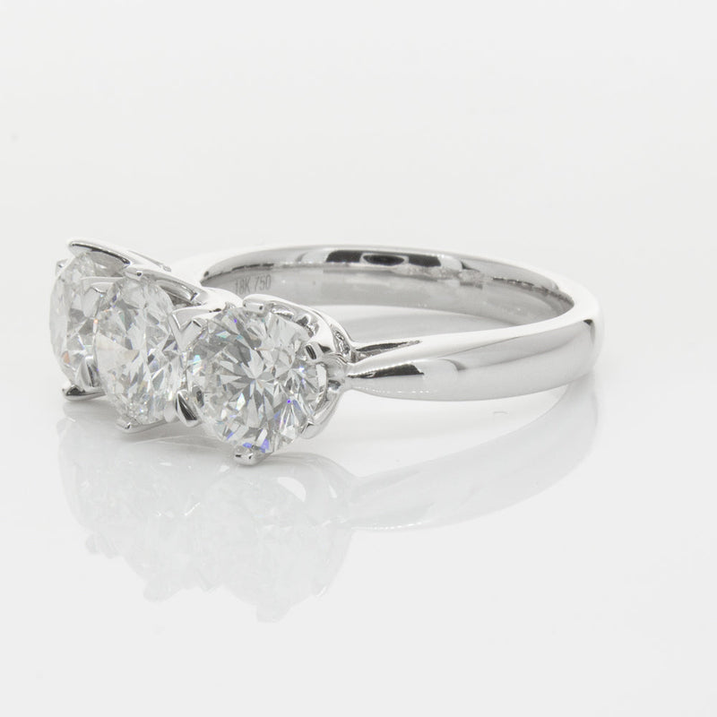 18ct White Gold 3.00ct Diamond Trilogy Ring-Ring-Walker & Hall