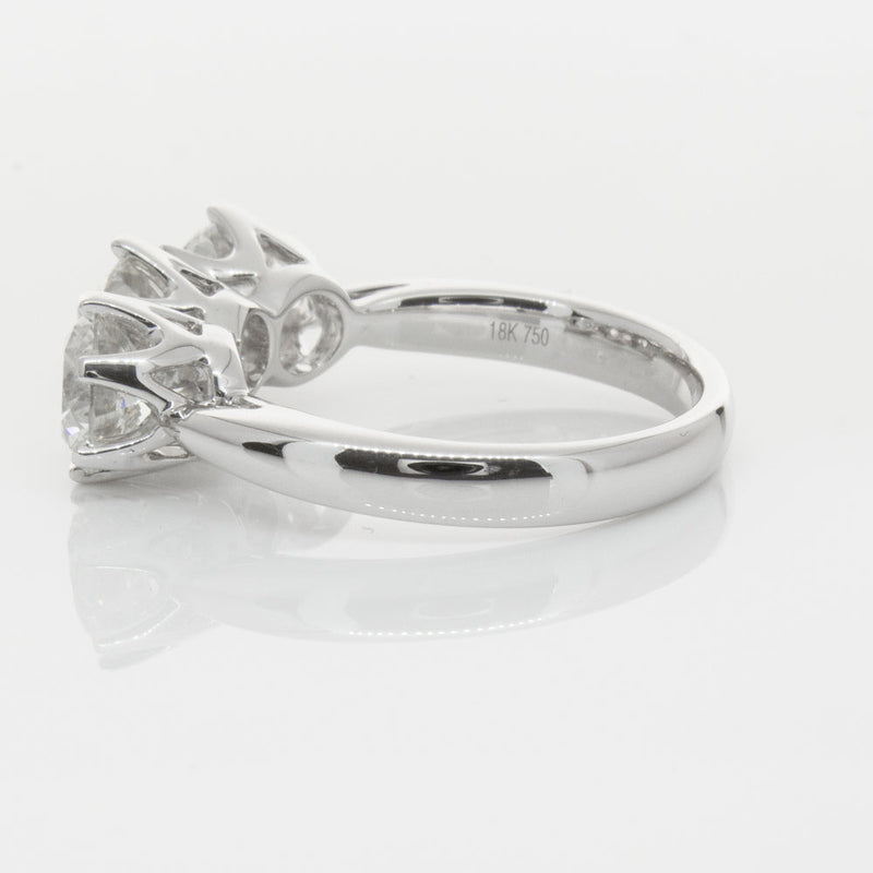 18ct White Gold 3.00ct Diamond Trilogy Ring-Ring-Walker & Hall