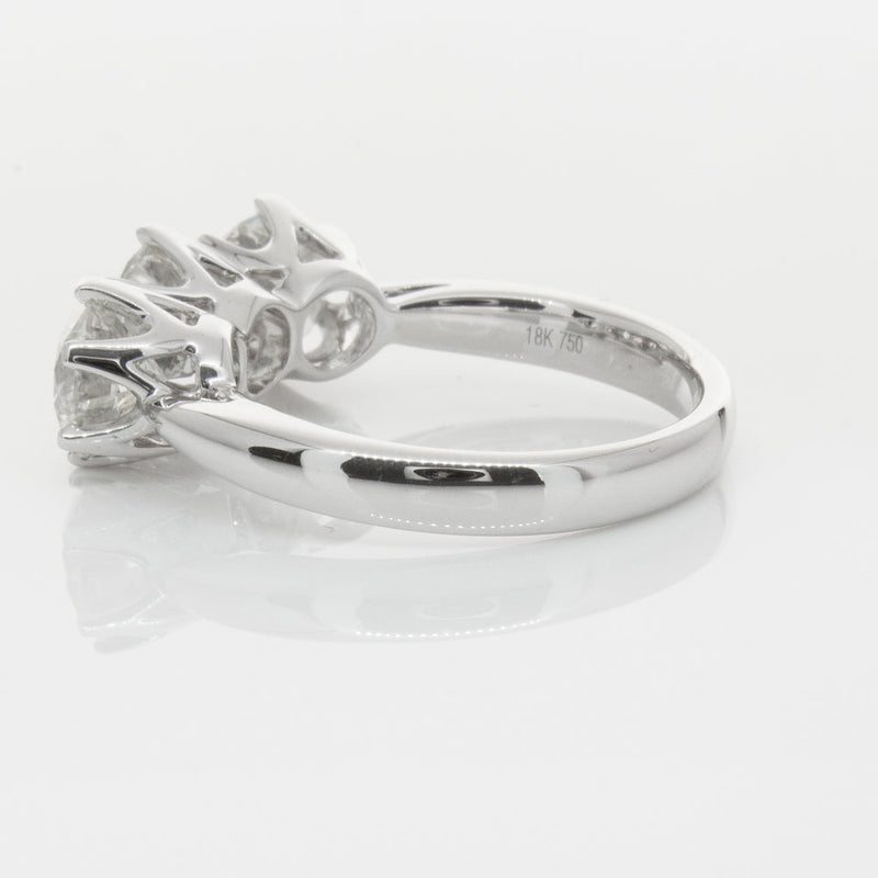18ct White Gold 3.00ct Diamond Trilogy Ring-Ring-Walker & Hall