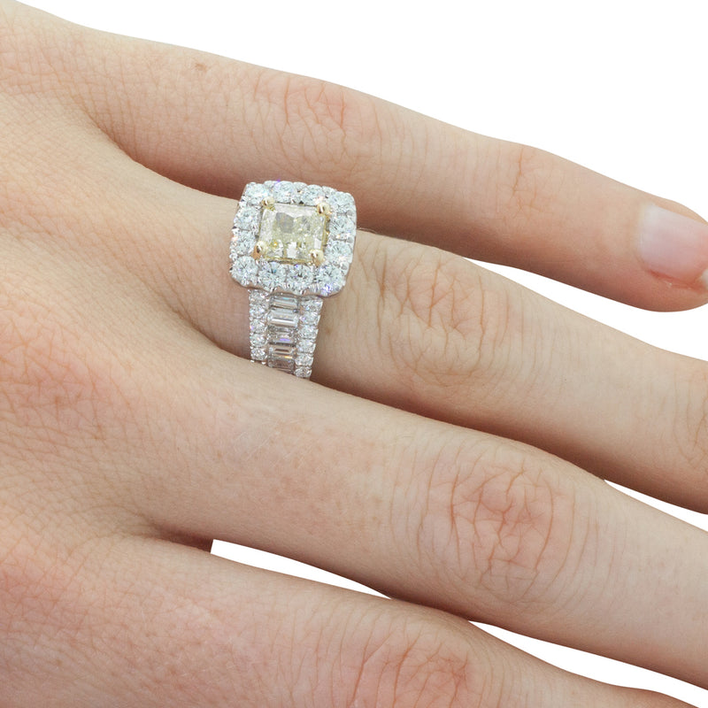 18ct White Gold Radiant Cut Yellow Diamond Ring-Ring-Walker & Hall